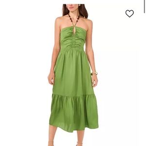 Green Halter Midi Dress